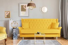 Kanapa z funkcją spania GAJA 212x95x93 cm uszak rozkładana wersalka pikowana z poduszkami TRINITY czarny - Miniaturka zdjęcia nr 11