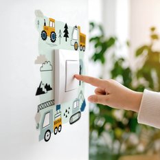 Naklejka Pod Kontakt Do Pokoju Dziecka Maszyny 20x20 Koparki Styl Skandynawski - Miniaturka zdjęcia nr 7