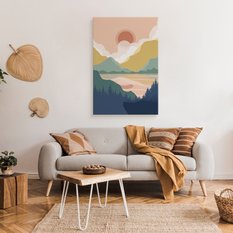 Duży Obraz Do Sypialni Las Góry Pejzaż Styl Boho Natura Abstrakcja 80x120cm - Miniaturka zdjęcia nr 3