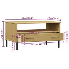 Stolik kawowy OSLO, metalowe nóżki, brązowy, 85x50x45 cm - Miniaturka zdjęcia nr 8