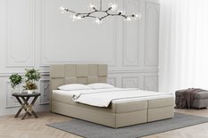 Łóżko ALMA 160x200cm z funkcją przechowywania i materacem do sypialni beżowe
