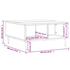 Stolik kawowy 60x60x30 cm z praktycznymi półkami brązowy dąb do salonu - Miniaturka zdjęcia nr 8