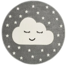 Dywan dziecięcy okrągły Smile Cloud Grey 133 cm do pokoju dziecięcego szary z chmurką - Miniaturka zdjęcia nr 7