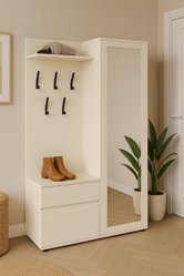 Garderoba do przedpokoju DUO 190x95x40 cm z lustrem wieszakami szafka na buty kaszmir - Miniaturka zdjęcia nr 2