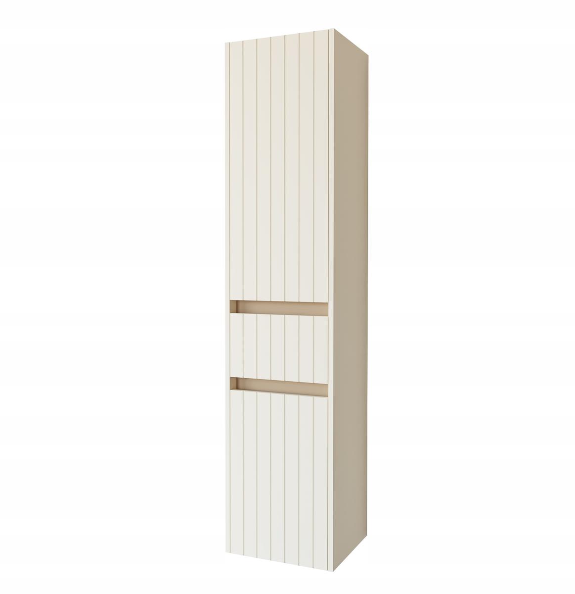 Zestaw mebli łazienkowych LINE z umywalką 80 cm + słupek 165 cm 3 elementy front MDF migdałowy nr. 10