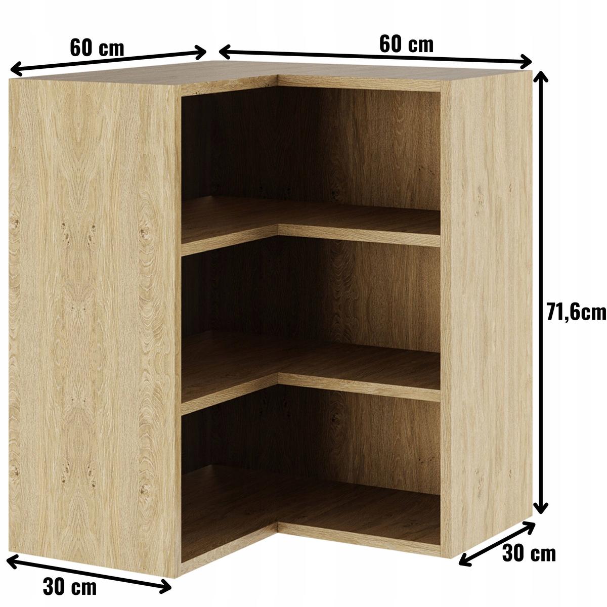Korpus szafka kuchenna górna narożna 60x72x30 cm z akcesoriami dąb kamienny  nr. 2