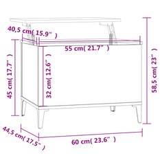 Stolik kawowy 60x44,5x45 cm z rozkładanym blatem ze schowkiem przydymiony dąb do salonu - Miniaturka zdjęcia nr 10