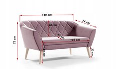 Sofa GLORIA 140x70x75 cm dwuosobowa w stylu skandynawskim RIVIERA zielona do salonu - Miniaturka zdjęcia nr 6