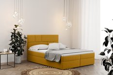 Łóżko BALI 180x200 cm z funkcją przechowywania i materacem do sypialni żółte