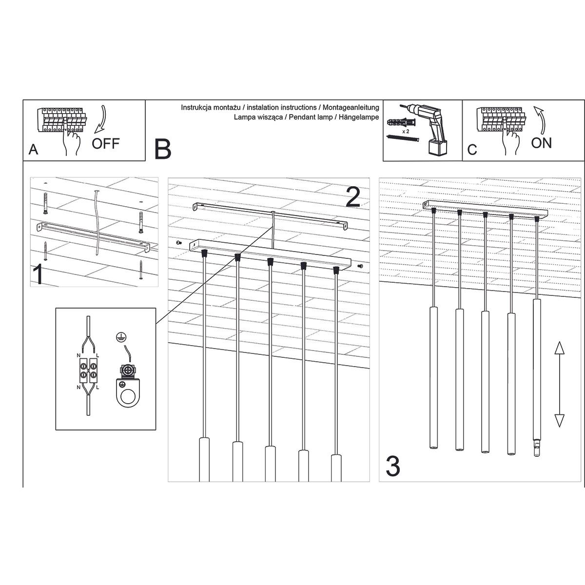 Lampa wisząca PASTELO 5L złota 110x5x45cm nowoczesna G9 do salonu nr. 6