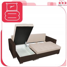Narożnik FIGO 226x74x140 cm rozkładany z funkcją spania rogówka do salonu beżowo brązowy - Miniaturka zdjęcia nr 6