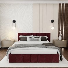 Łóżko tapicerowane 160x200 premium z pojemnikiem do sypialni bordowe wezgłowie 107 cm - Miniaturka zdjęcia nr 2
