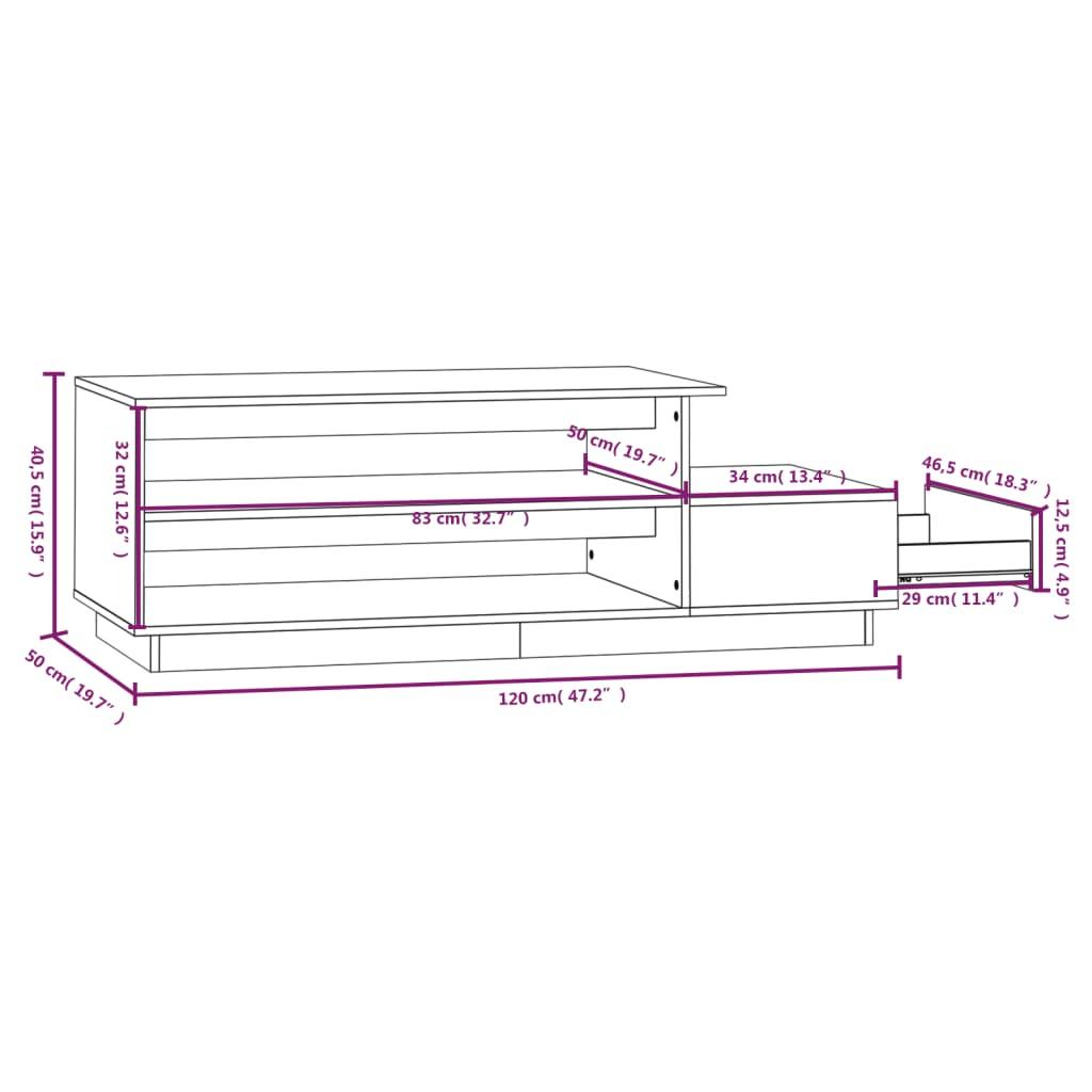 Stolik kawowy 120x50x40,5 cm z przestronnymi półkami lite drewno sosnowe biały do salonu nr. 9