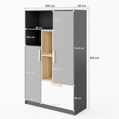 Szafa otwierana 100 cm do sypialni przedpokoju garderoby grafitowy buk szary jasny - Miniaturka zdjęcia nr 2