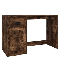 Biurko 115x50x75 cm z szufladą i szafką przydymiony dąb do biura lub gabinetu - Miniaturka zdjęcia nr 1