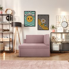 Narożnik Viluś 108x81x78 cm sofa jednoosobowa do pokoju salonu z funkcją spania i przechowywania dla dzieci różowy obrazek