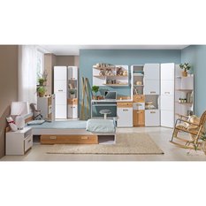 Szafka wisząca 96,2x22x40 cm Lorento biały brylantowy dąb nash do pokoju - Miniaturka zdjęcia nr 4