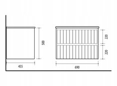 Zestaw mebli łazienkowych LINE z umywalką 70 cm + 2x słupek 165 cm 4 elementy front MDF migdałowy - Miniaturka zdjęcia nr 4