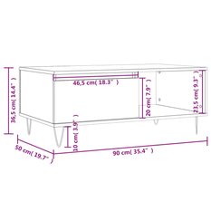 Stolik kawowy 90x50x36,5 cm z praktyczną szufladą i półką przydymiony dąb do salonu - Miniaturka zdjęcia nr 12