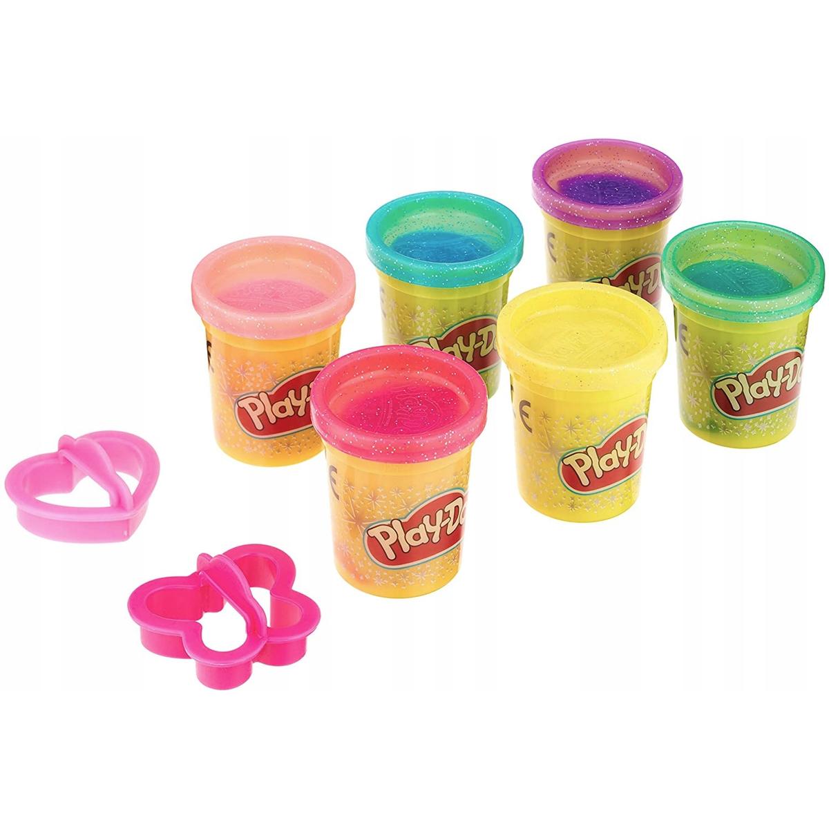 Ciastolina zestaw kolorowych tub 6-pak a5417 play-doh sparkle błyszcząca dla dziecka nr. 4