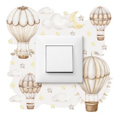 Naklejka Pod Włącznik Do Pokoju Dziecięcego Balony 20x20 Chmurki Gwiazdy Boho - Miniaturka zdjęcia nr 1