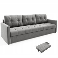 Kanapa IVIO 230x87x86 cm sofa z funkcją spania rozkładana velvet welur ciemnoszara do salonu - Miniaturka zdjęcia nr 1