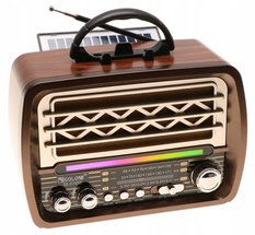 Radio przenośne  24 x 17,5 x 11,5 cm RETRO z funkcją bluetooth   USB ładowany solarnie brązowe - Miniaturka zdjęcia nr 1