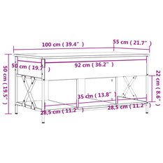 Stolik kawowy 100x55x50 cm z ukrytym schowkiem pod rozkładanym blatem czarny do salonu - Miniaturka zdjęcia nr 11