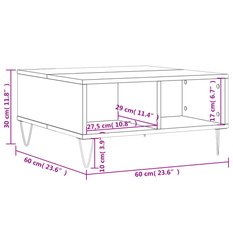 Stolik kawowy 60x60x30 cm z praktycznymi półkami brązowy dąb do salonu - Miniaturka zdjęcia nr 9