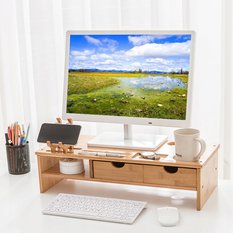 Podstawka 54 cm do biura pokoju gabinetu pod monitor laptop bambusowa - Miniaturka zdjęcia nr 7