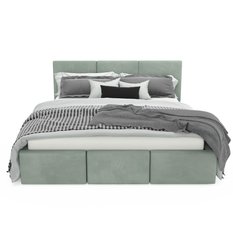 Łóżko tapicerowane do sypialni 180x200x120 cm podwójne z pojemnikiem modne miętowe - Miniaturka zdjęcia nr 11