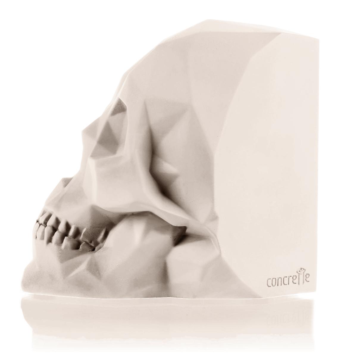 Podpórka do książek Skull Low-Poly Light Beige Poli