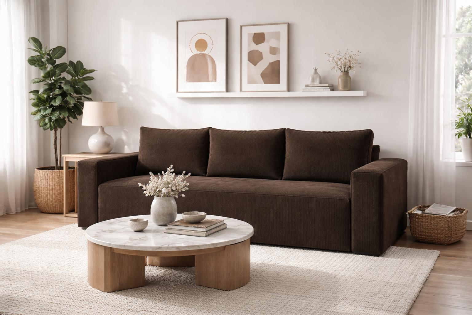 Kanapa rozkładana Verona 248x52x93 cm wersalka z funkcją spania i pojemnikiem sprężyny bonell czekoladowa brąz nr. 3