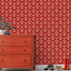 Tapeta Ścienna Beżowe ORNAMENTY Na Czerwonym Tle  - Miniaturka zdjęcia nr 7