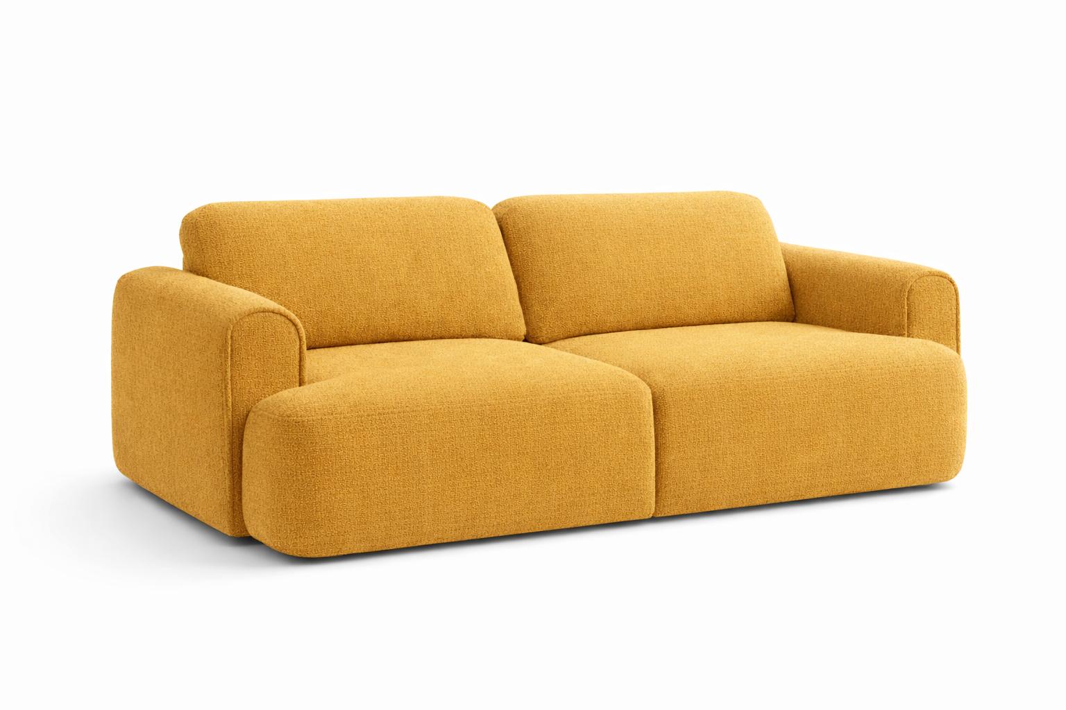 Kanapa z funkcją spania ITALY 253x110x71 cm trzyosobowa sofa rozkładana tkanina FLOW musztardowy nr. 2