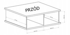 Stolik 46x90 cm dąb artisan/czarny kawowy z szufladą i półkami lamele metalowe nogi do salonu  - Miniaturka zdjęcia nr 8