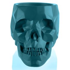 Donica Skull Low-Poly Dark Turquoise Poli 24 cm