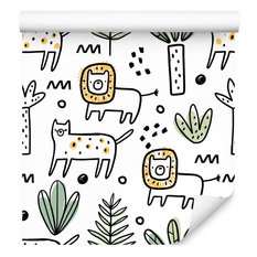 Tapeta Do Pokoju Dziecięcego LEW Rysunek Drzewka  - Miniaturka zdjęcia nr 3
