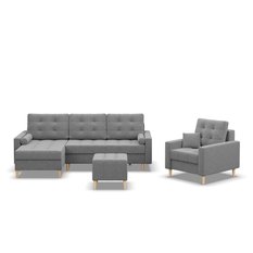 Sofa ELMA 152x92x92 cm 2-osobowa skandynawska rozkładana z pojemnikiem na nóżkach do salonu ciemna szara - Miniaturka zdjęcia nr 10