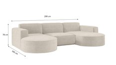 Sofa MODENA STUDIO 299x165x78 cm w kształcie U bez funkcji spania do salonu NORDIC beżowa - Miniaturka zdjęcia nr 4