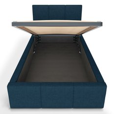 Łóżko Pojedyncze 90x200cm łóżko tapicerowane z pojemnikiem granatowe do sypialni wezgłowie 100 cm - Miniaturka zdjęcia nr 9