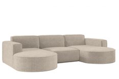 Sofa MODENA STUDIO 299x165x78 cm w kształcie U bez funkcji spania do salonu NORDIC ciemnobeżowa