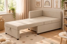 Sofa Viluś 106x75x80 cm beżowy rozkładana sofa narożna jednoosobowa z funkcją spania i pojemnikiem na pościel - Miniaturka zdjęcia nr 2