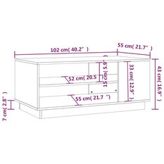 Stolik kawowy 102x55x43 cm z przestronnymi półkami biały z płyty wiórowej do salonu - Miniaturka zdjęcia nr 7