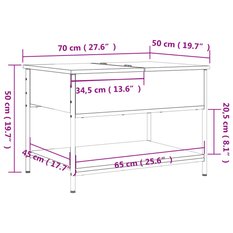 Stolik kawowy 70x50x50 cm z praktyczną dolną półką czarny do salonu - Miniaturka zdjęcia nr 11