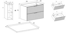  Szafka łazienkowa FLOW 80 cm kaszmir z regałem i blatem dąb craft złoty - Miniaturka zdjęcia nr 15