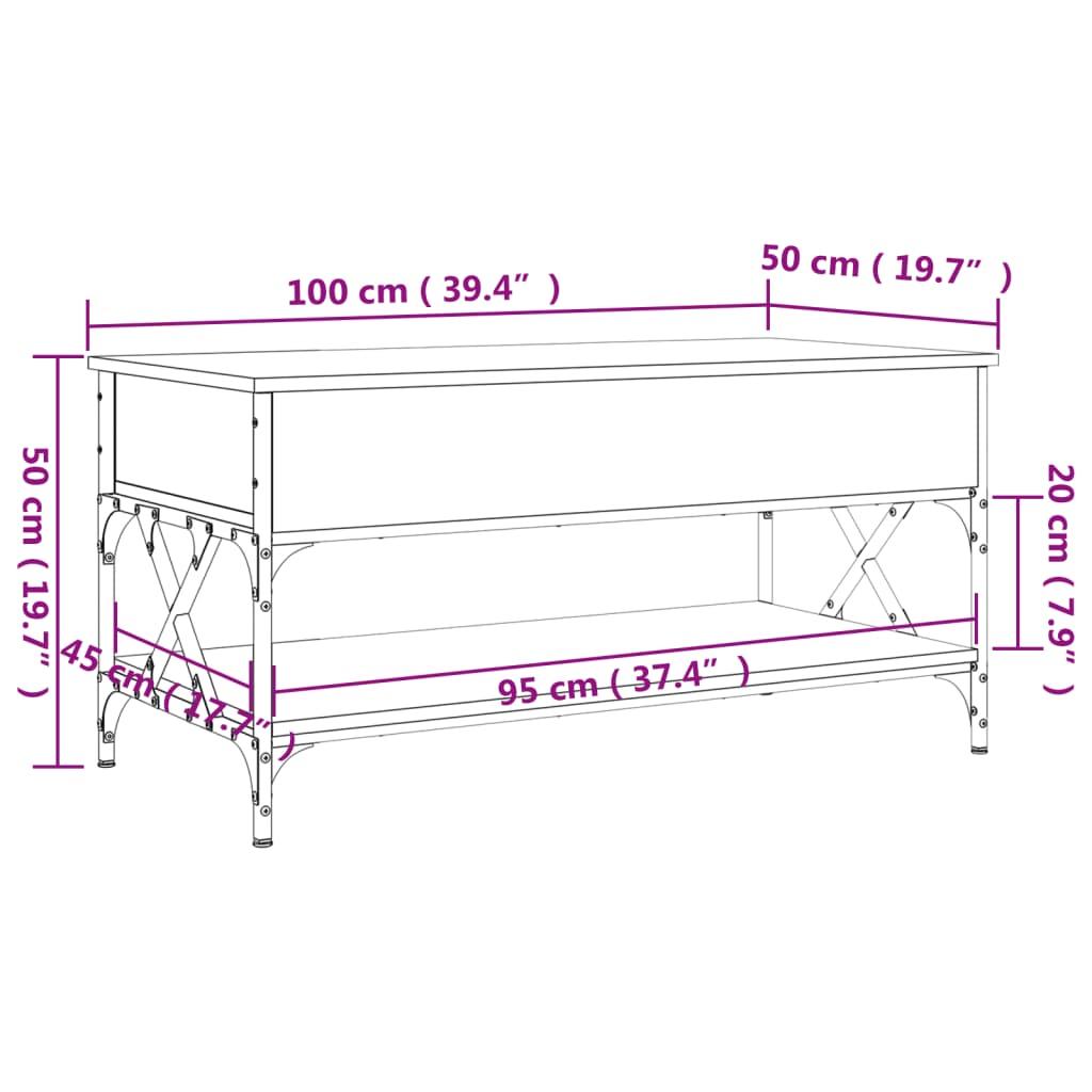 Stolik kawowy 100x50x50 cm z ukrytym schowkiem pod rozkładanym blatem czarny do salonu nr. 11