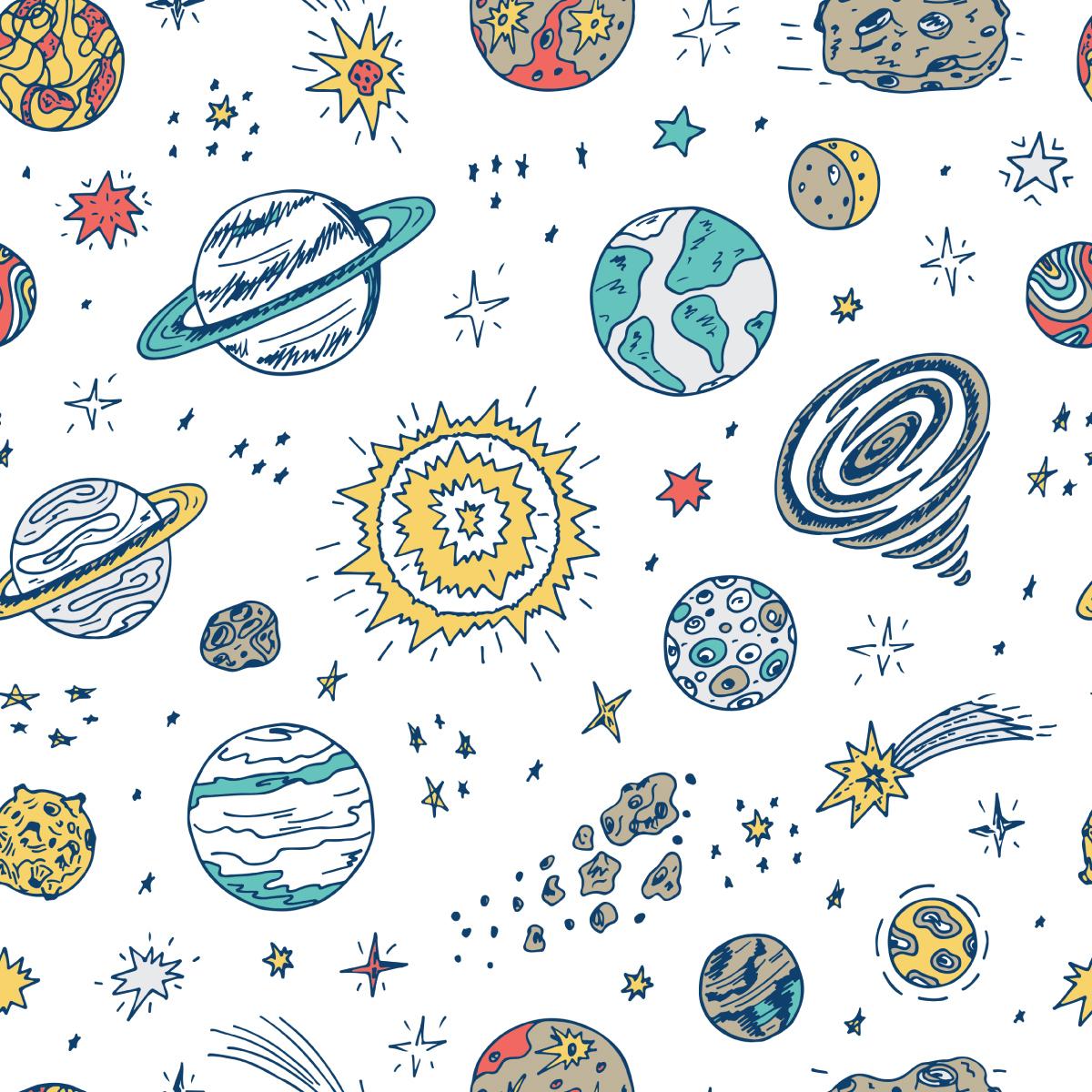 Tapeta dziecięca KOSMOS gwiazdy planety asteroidy, dekoracja nowoczesna nr. 3