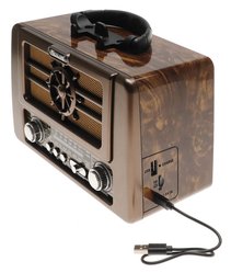 Radio przenośne 23 x 15,5 x 11,5 cm RETRO z funkcją bluetooth   USB ładowany solarnie - Miniaturka zdjęcia nr 4