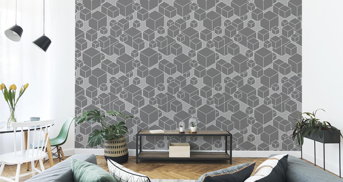 Tapeta Do Salonu Wzór GEOMETRYCZNY Szare Sześciany 53x1000  nr. 6